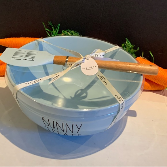 Rae Dunn Other - Rae Dunn Bunny Treats ceramic bowl and hunny bunny spatula
